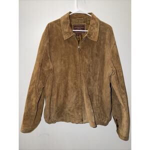 American Classics Colebrook Men’s XL Suede Leather Jacket Tan Zip Front Vintage